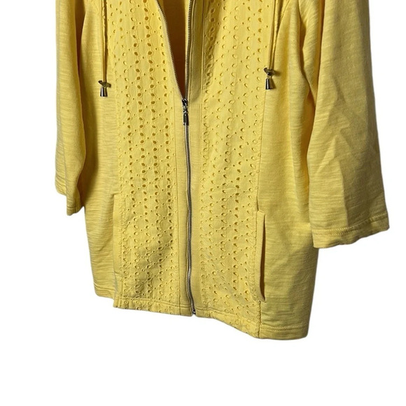 Weekends by Chicos,eyelet,front zip,bracelet sleeve lightweight jacket,cardigan - Picture 5 of 14